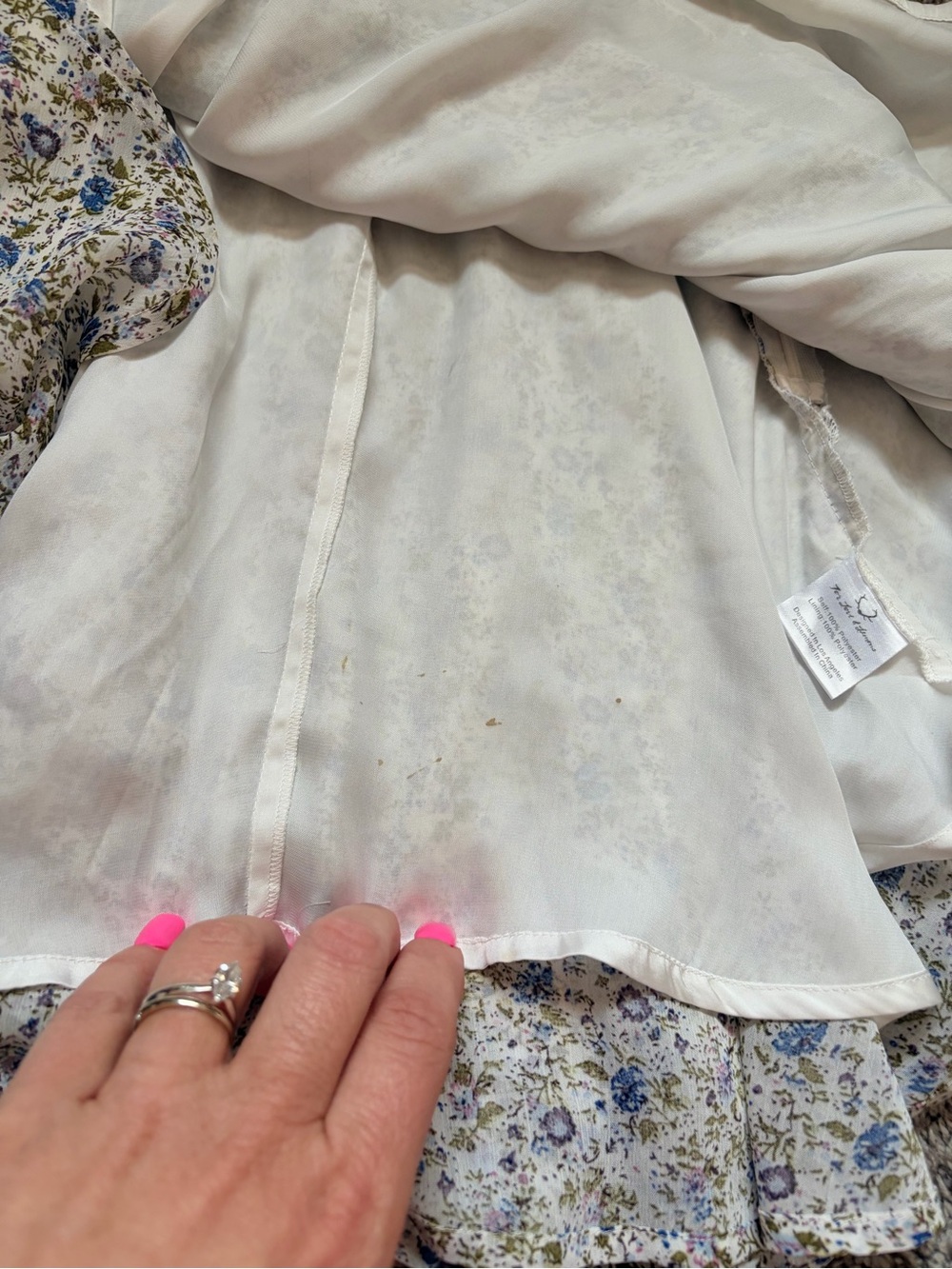 For Love & Lemons Kiss Me Dress Floral Tie Sleeve Mini Blue Ivory Boho M - Picture 7 of 7